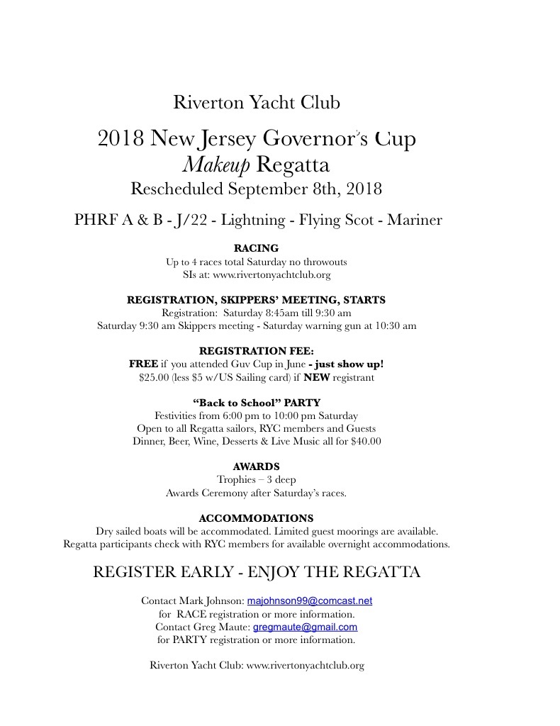 2018 Governor's Cup Makeup Regatta